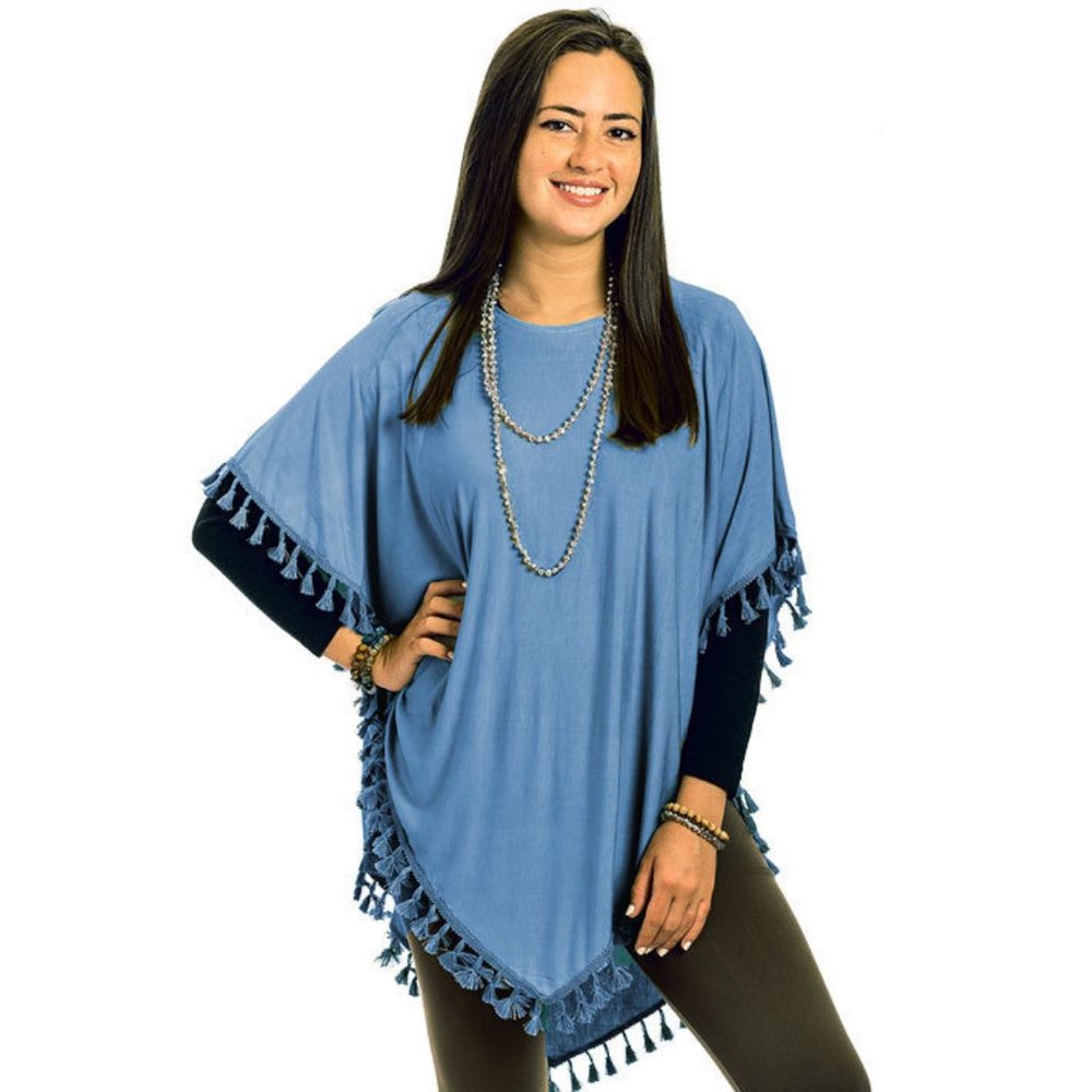 Beach Cover-up Poncho – Periwinkle Blue